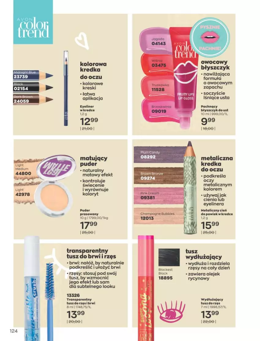 Gazetka promocyjna Avon - Katalog Avon 10/2021 kampania październik - ważna 01.09 do 31.10.2021 - strona 120 - produkty: Błyszczyk do ust, Cień, Fa, Kredka, Olej, Puder, Puder prasowany, Tran, Tusz