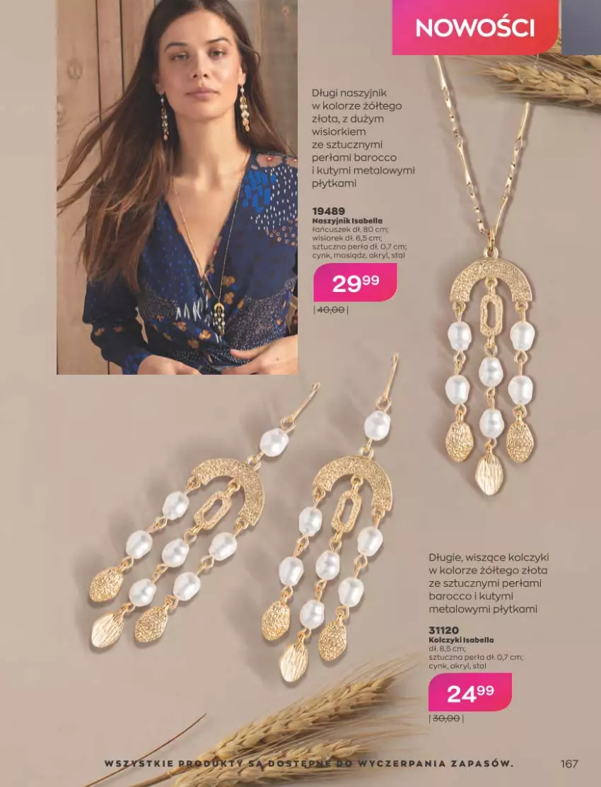 Gazetka promocyjna Avon - Katalog Avon 10/2021 kampania październik - ważna 01.09 do 31.10.2021 - strona 163 - produkty: Bell, Bella, Cynk, Kolczyki, Naszyjnik, Perła, Płytka