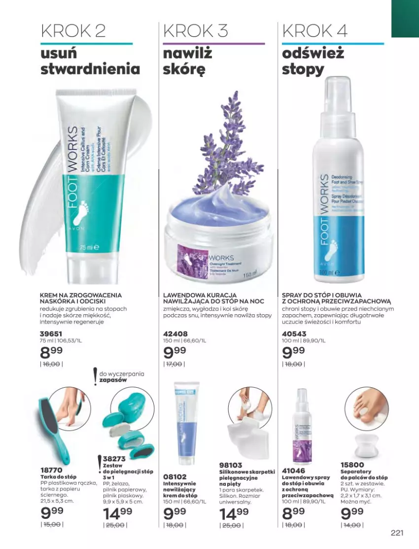 Gazetka promocyjna Avon - Katalog Avon 10/2021 kampania październik - ważna 01.09 do 31.10.2021 - strona 217 - produkty: K2, Karp, Obuwie, Papier, Pilnik, Por, Skarpetki, Tarka, Tarka do stóp, Top