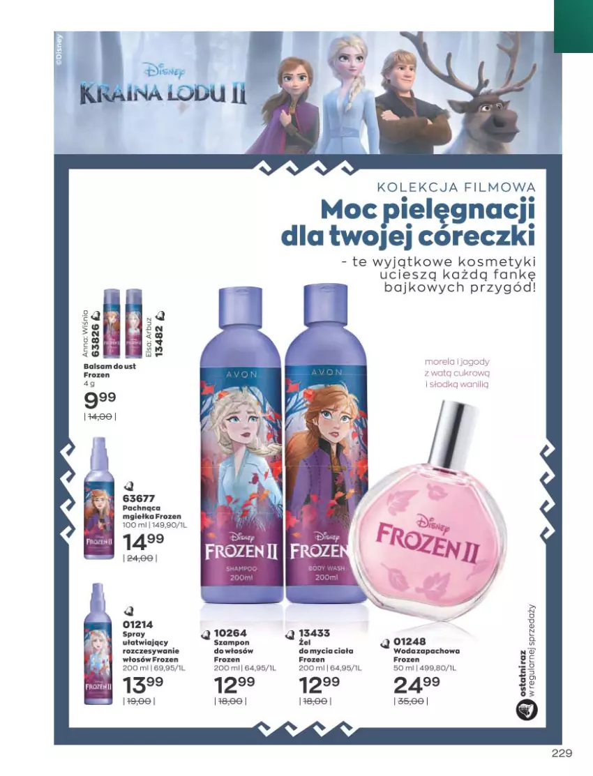 Gazetka promocyjna Avon - Katalog Avon 10/2021 kampania październik - ważna 01.09 do 31.10.2021 - strona 225 - produkty: Balsam do ust, Fa, Frozen, Jagody, Morela, Szampon, Woda