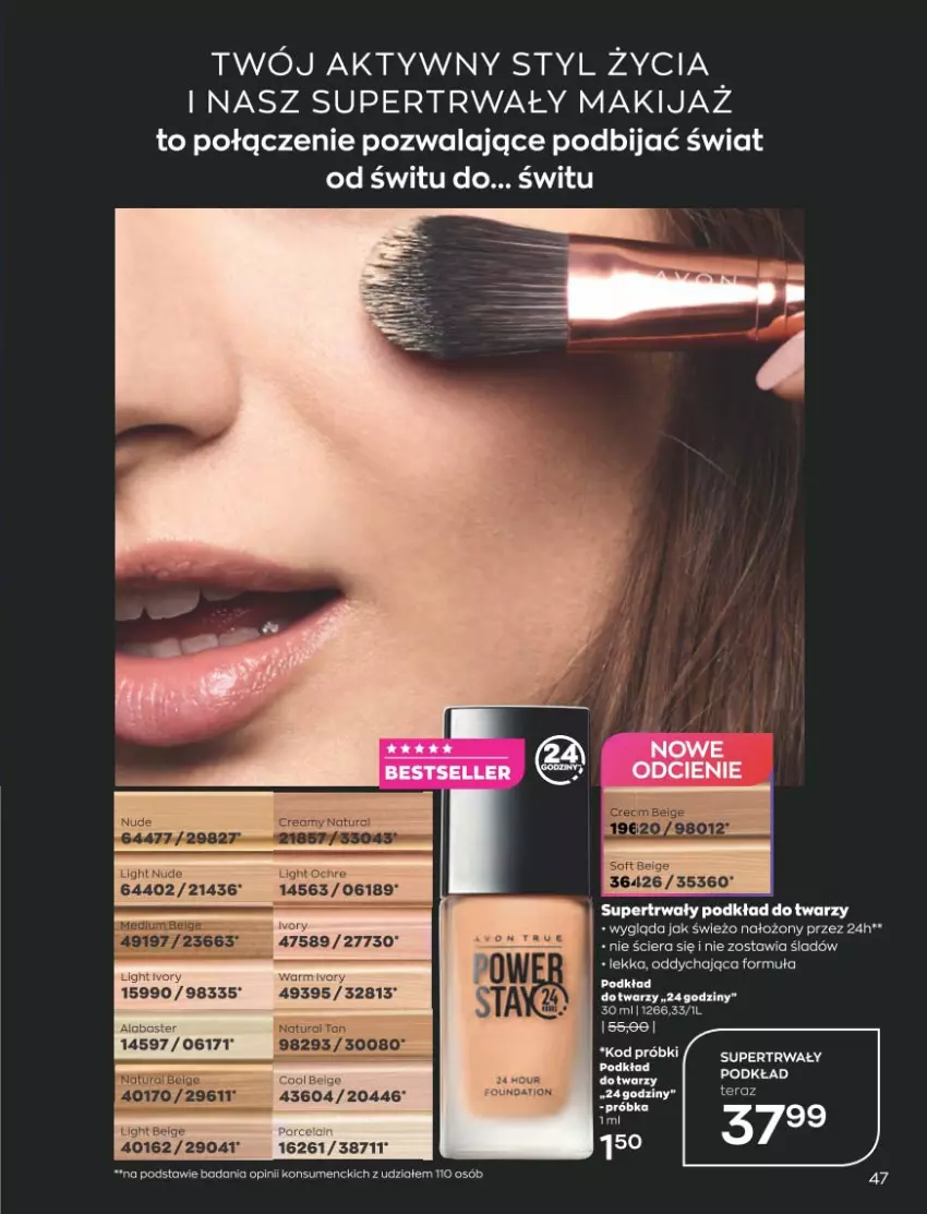 Gazetka promocyjna Avon - Katalog Avon 10/2021 kampania październik - ważna 01.09 do 31.10.2021 - strona 43 - produkty: LG, Makijaż, Podkład, Podkład do twarzy, Por, Tera