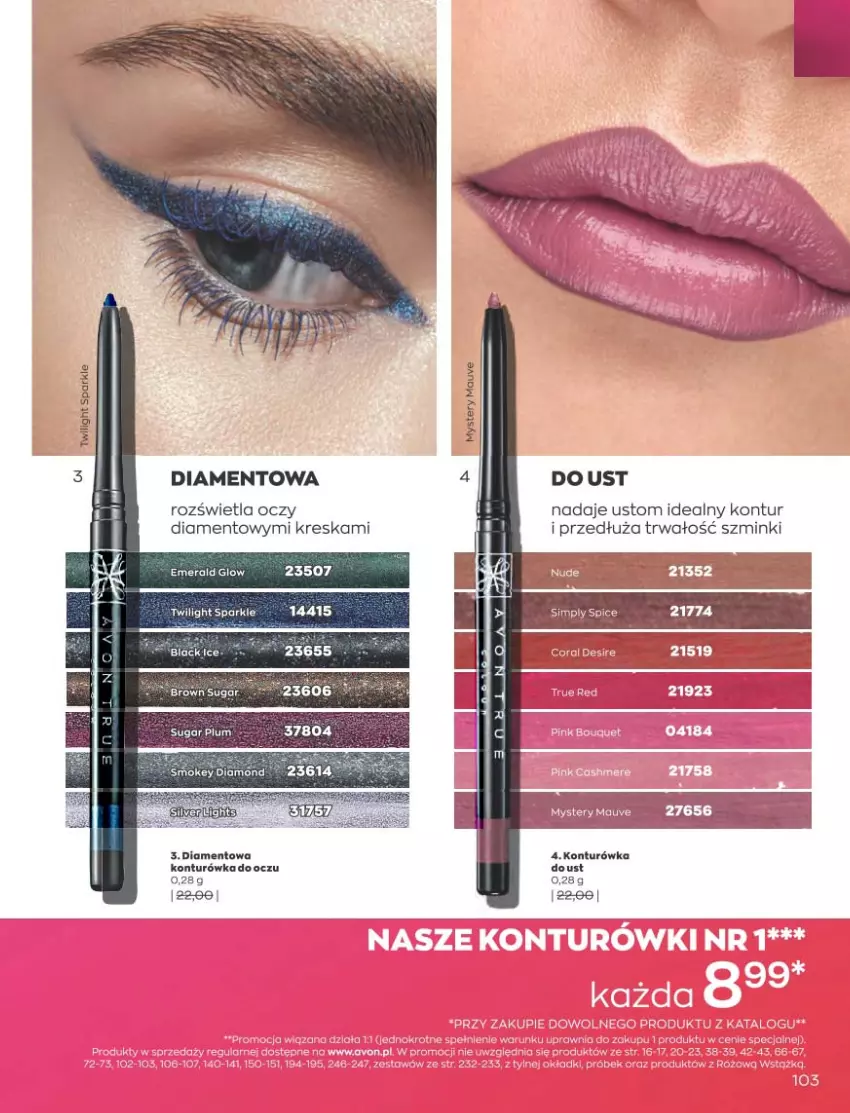 Gazetka promocyjna Avon - Katalog Avon 10/2021 kampania październik - ważna 01.09 do 31.10.2021 - strona 99 - produkty: Fa, Konturówka do oczu, Konturówka do ust, LG, Mus