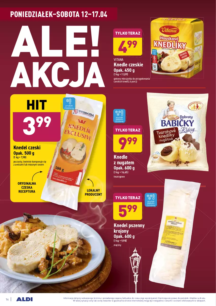 Gazetka promocyjna Aldi - ważna 12.04 do 17.04.2021 - strona 14 - produkty: Gin, Knedle, Por, Sos, Tera