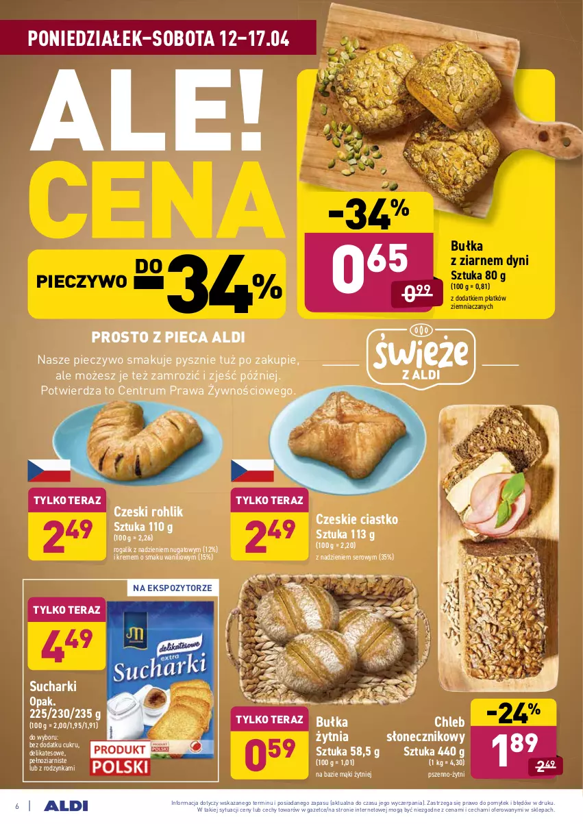 Gazetka promocyjna Aldi - ważna 12.04 do 17.04.2021 - strona 6 - produkty: Bułka, Chleb, Piec, Pieczywo, Rogal, Rum, Ser, Tera