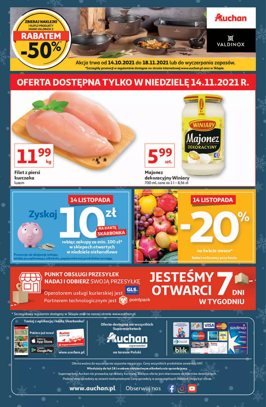 Gazetka promocyjna Auchan - Magia rabatów Supermarkety - ważna 12.11 do 17.11.2021 - strona 12 - produkty: Kurczak, Majonez, Owoce, Ser, Top, Winiary