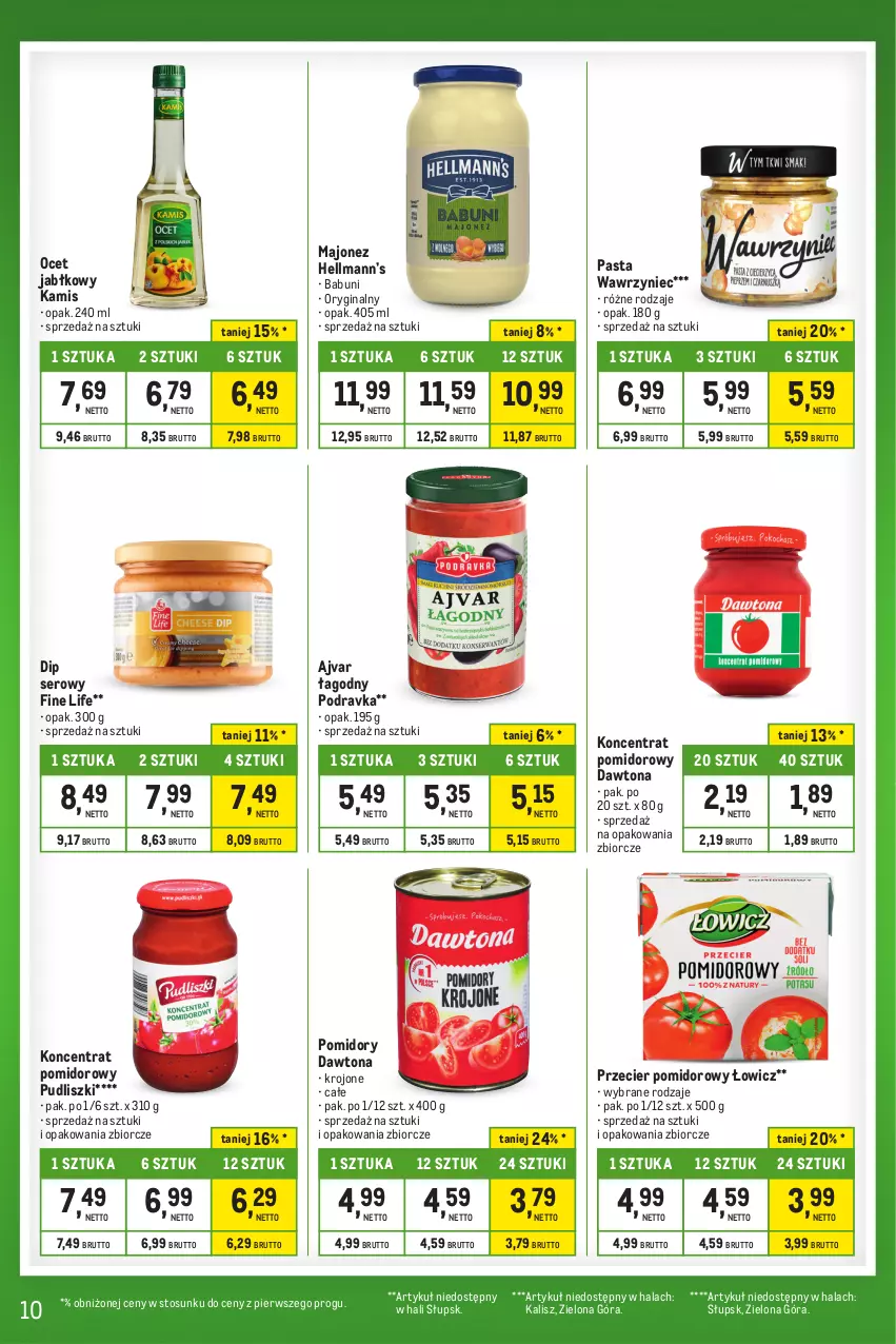 Gazetka promocyjna Makro - Kupujesz więcej płacisz mniej - oferta z alkoholem - ważna 23.01 do 19.02.2024 - strona 10 - produkty: Babuni, Dawtona, Gin, Hellmann’s, Kamis, Koncentrat pomidorowy, Majonez, Ocet, Podravka, Pomidory, Pudliszki, Ser