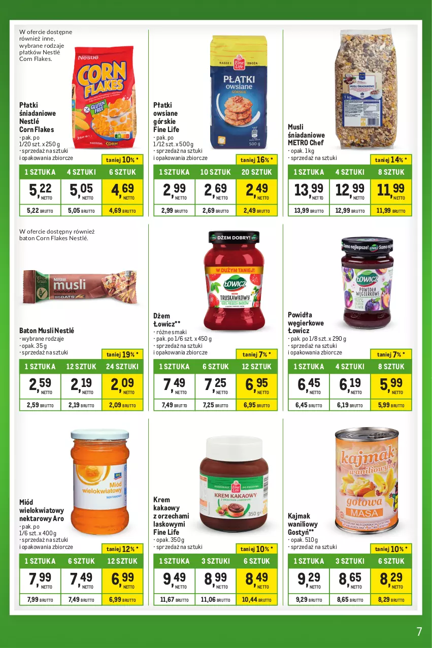 Gazetka promocyjna Makro - Kupujesz więcej płacisz mniej - oferta z alkoholem - ważna 23.01 do 19.02.2024 - strona 7 - produkty: Baton, Corn flakes, Danio, Dżem, Kakao, Metro, Metro Chef, Miód, Mus, Nektar, Nestlé, Płatki owsiane