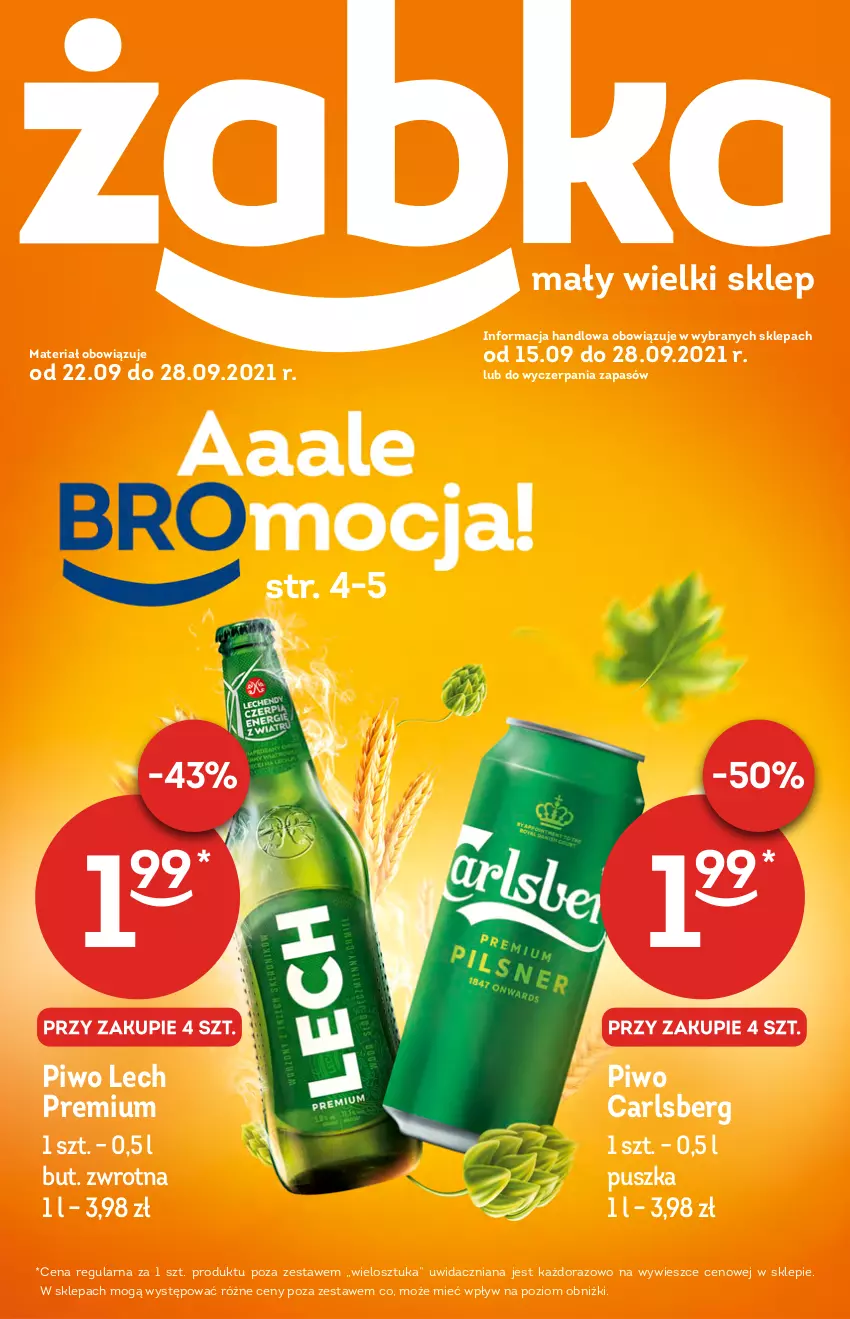 Gazetka promocyjna Żabka - ważna 22.09 do 28.09.2021 - strona 1 - produkty: Carlsberg, Lech Premium, Piwo