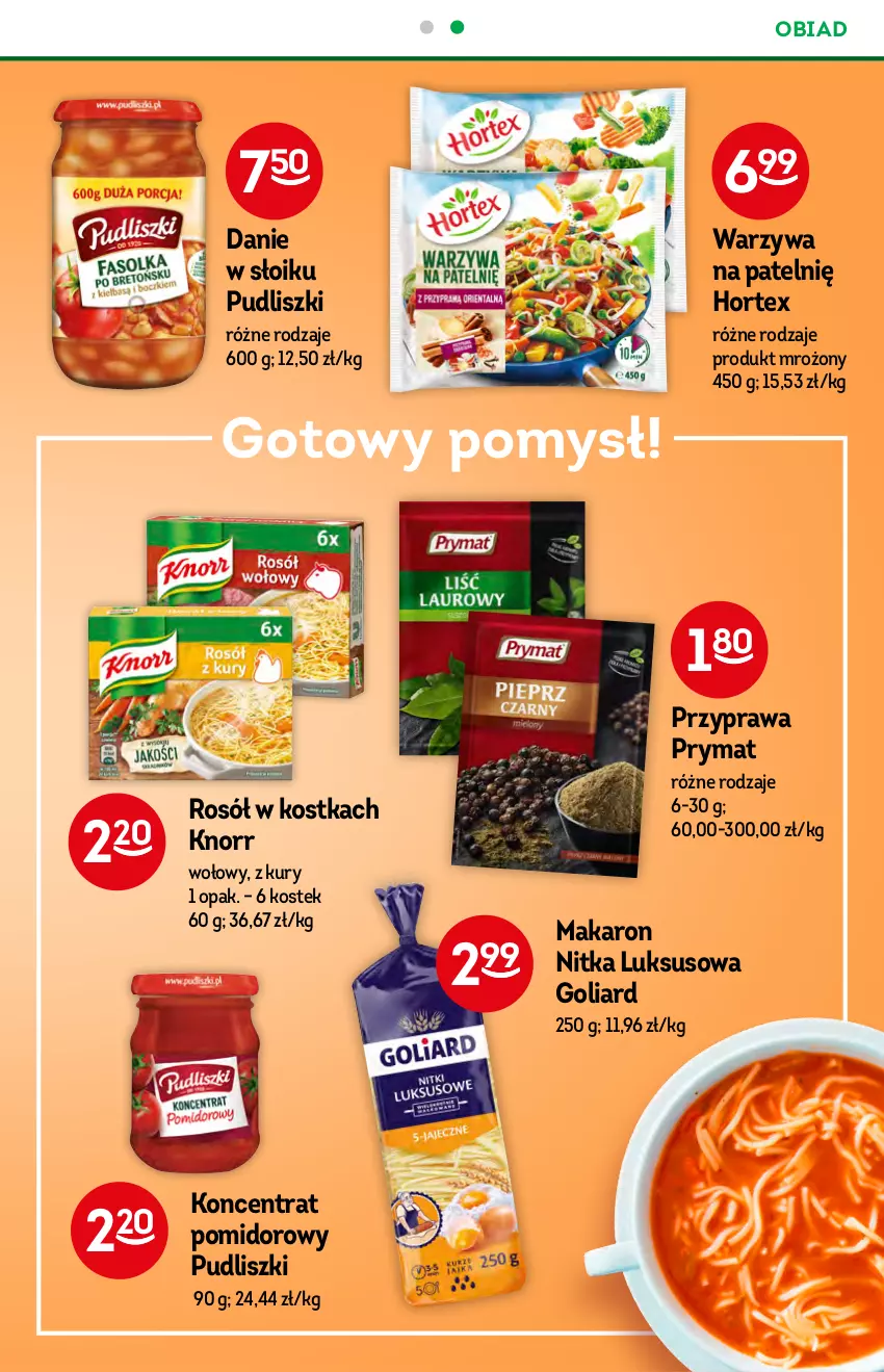 Gazetka promocyjna Żabka - ważna 22.09 do 28.09.2021 - strona 35 - produkty: Goliard, Hortex, Knorr, Koncentrat pomidorowy, Makaron, Prymat, Pudliszki, Rosół, Stek, Warzywa