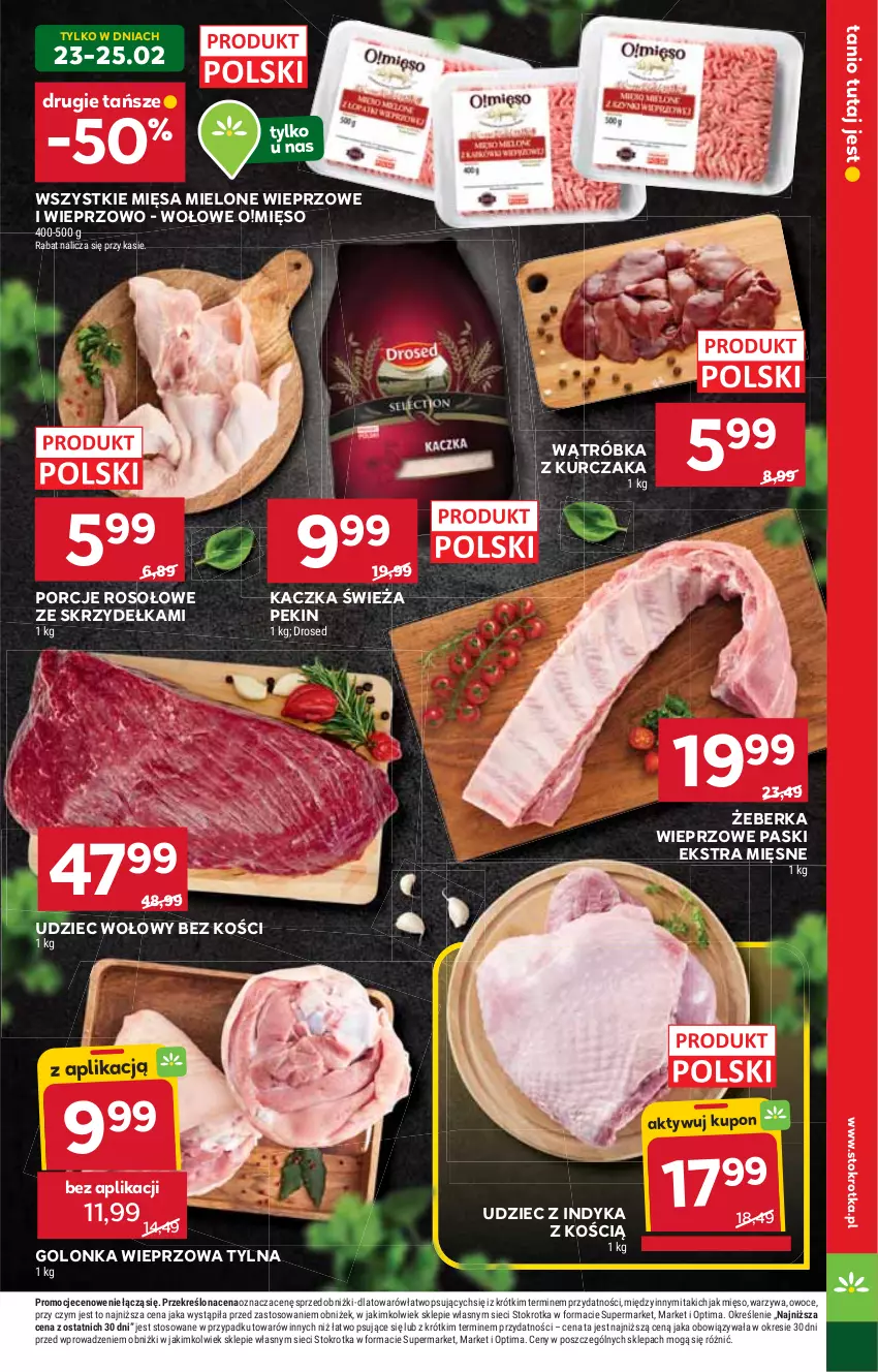 Gazetka promocyjna Stokrotka - Supermarket - ważna 19.02 do 25.02.2026 - strona 11 - produkty: Golonka wieprzowa, Kaczka, Kurczak, Mięso, Optima, Owoce, Por, Udziec wołowy, Udziec z indyka, Warzywa