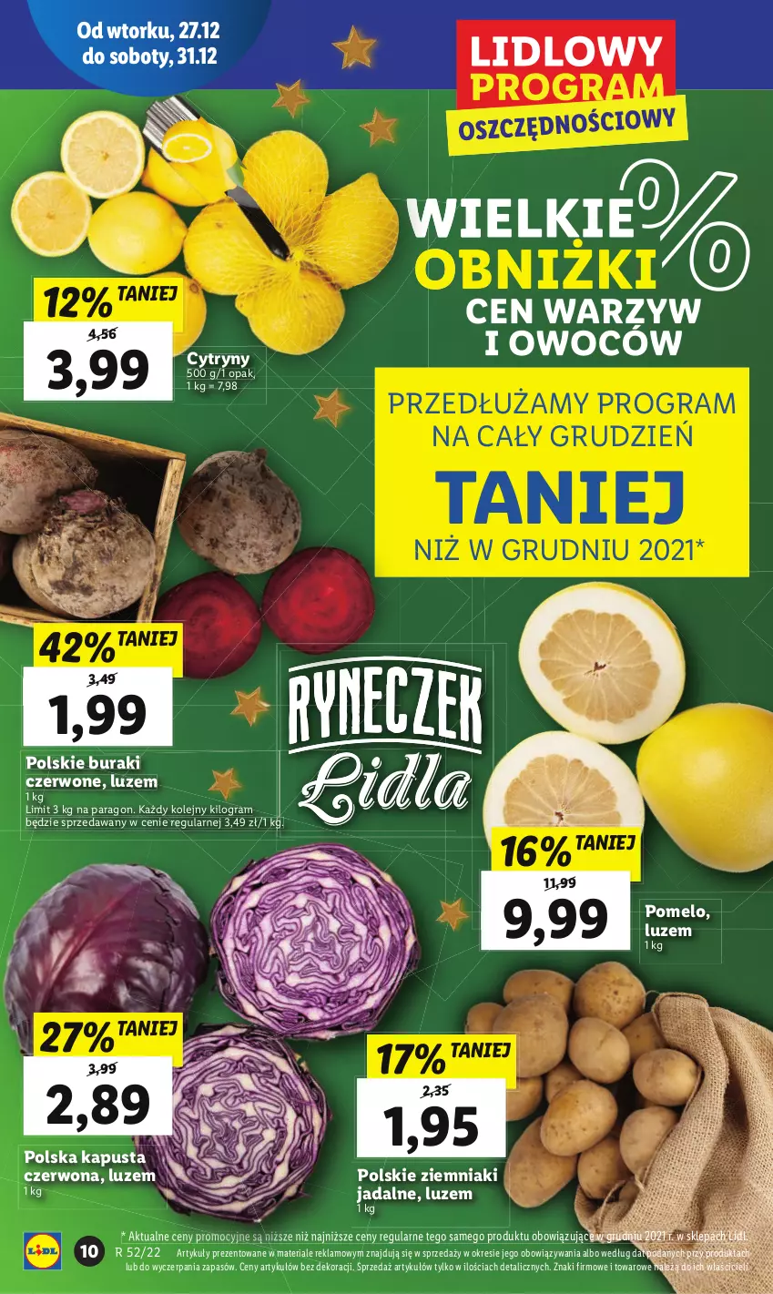 Gazetka promocyjna Lidl - GAZETKA - ważna 27.12 do 28.12.2022 - strona 10 - produkty: Buraki, Cytryny, Gra, Olej, Pomelo, Ziemniaki