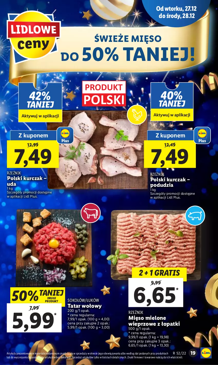 Gazetka promocyjna Lidl - GAZETKA - ważna 27.12 do 28.12.2022 - strona 21 - produkty: Gra, Kurczak, Mięso, Mięso mielone, Sok, Sokołów, Tatar wołowy