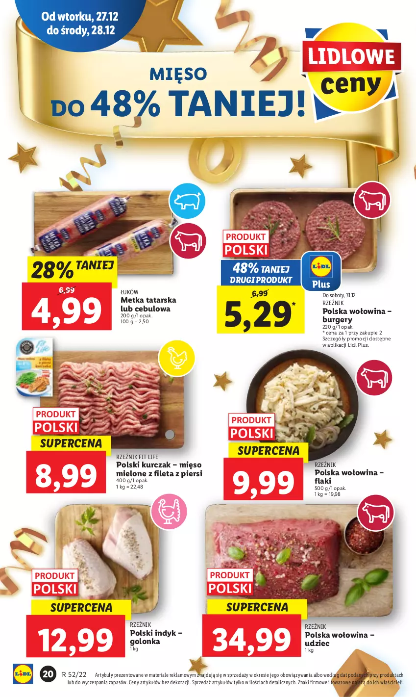 Gazetka promocyjna Lidl - GAZETKA - ważna 27.12 do 28.12.2022 - strona 22 - produkty: Burger, Kurczak, Metka tatarska, Mięso, Mięso mielone, Wołowina