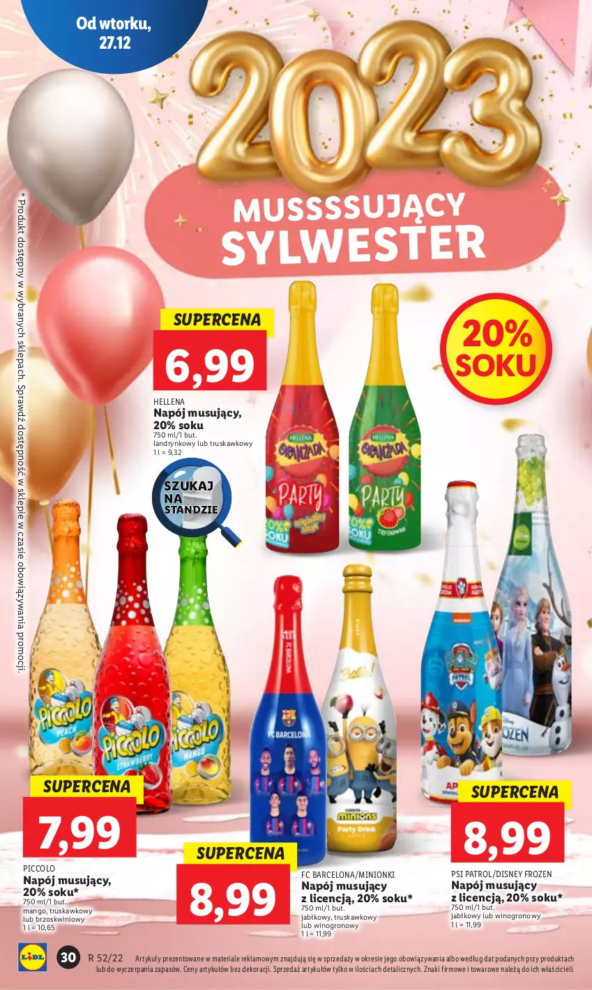 Gazetka promocyjna Lidl - GAZETKA - ważna 27.12 do 28.12.2022 - strona 36 - produkty: Disney, Frozen, Hellena, Mango, Mus, Napój, Napój musujący, Psi Patrol, Sok, Wino