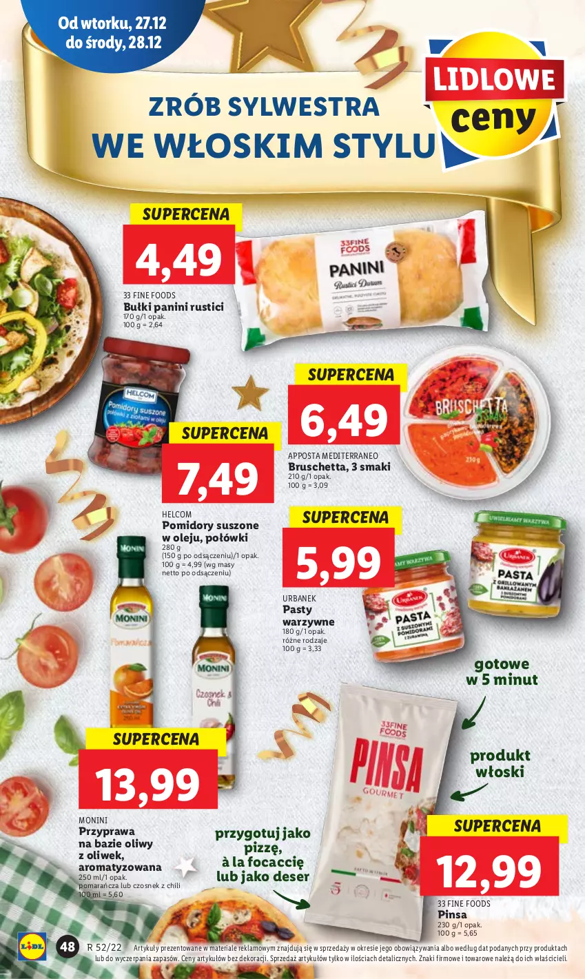 Gazetka promocyjna Lidl - GAZETKA - ważna 27.12 do 28.12.2022 - strona 54 - produkty: Czosnek, Deser, HELCOM, Monini, Olej, Pomidory, Rust, Ser