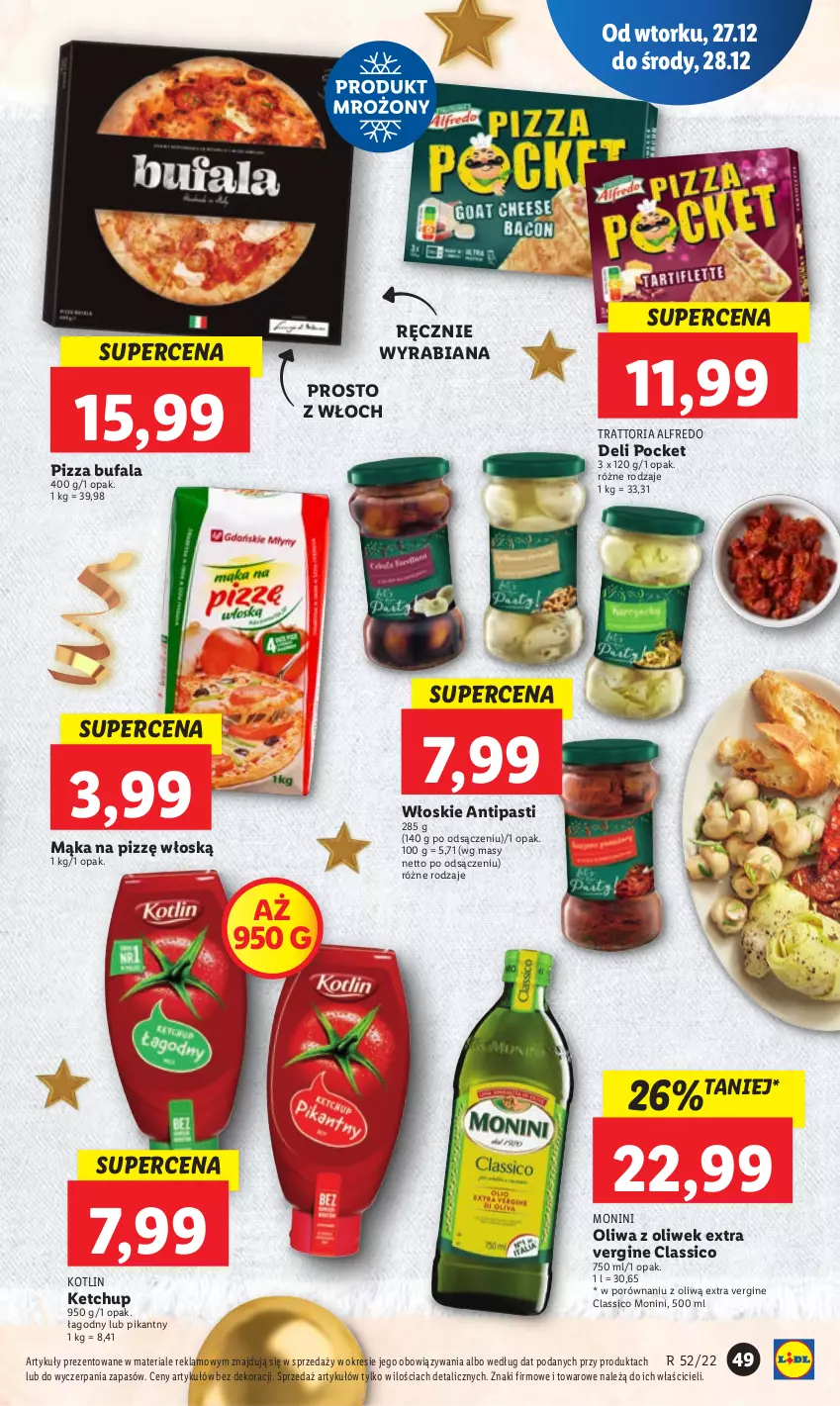 Gazetka promocyjna Lidl - GAZETKA - ważna 27.12 do 28.12.2022 - strona 55 - produkty: Fa, Gin, Ketchup, Kotlin, Mąka, Monini, Oliwa z oliwek, Pizza, Por