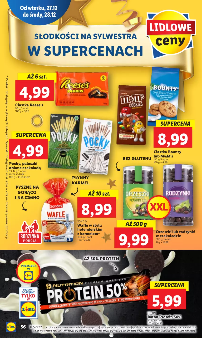 Gazetka promocyjna Lidl - GAZETKA - ważna 27.12 do 28.12.2022 - strona 62 - produkty: Baton, Bounty, Ciastka, Orzeszki, Rodzynki