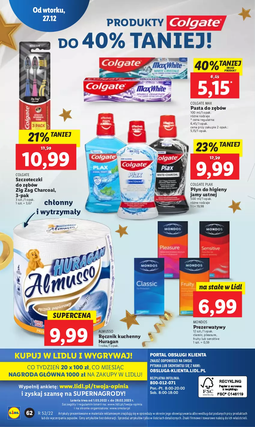 Gazetka promocyjna Lidl - GAZETKA - ważna 27.12 do 28.12.2022 - strona 68 - produkty: Colgate, Gry, LG, Mola, Mus, Pasta do zębów, Prezerwatyw, Ręcznik, Ręcznik kuchenny