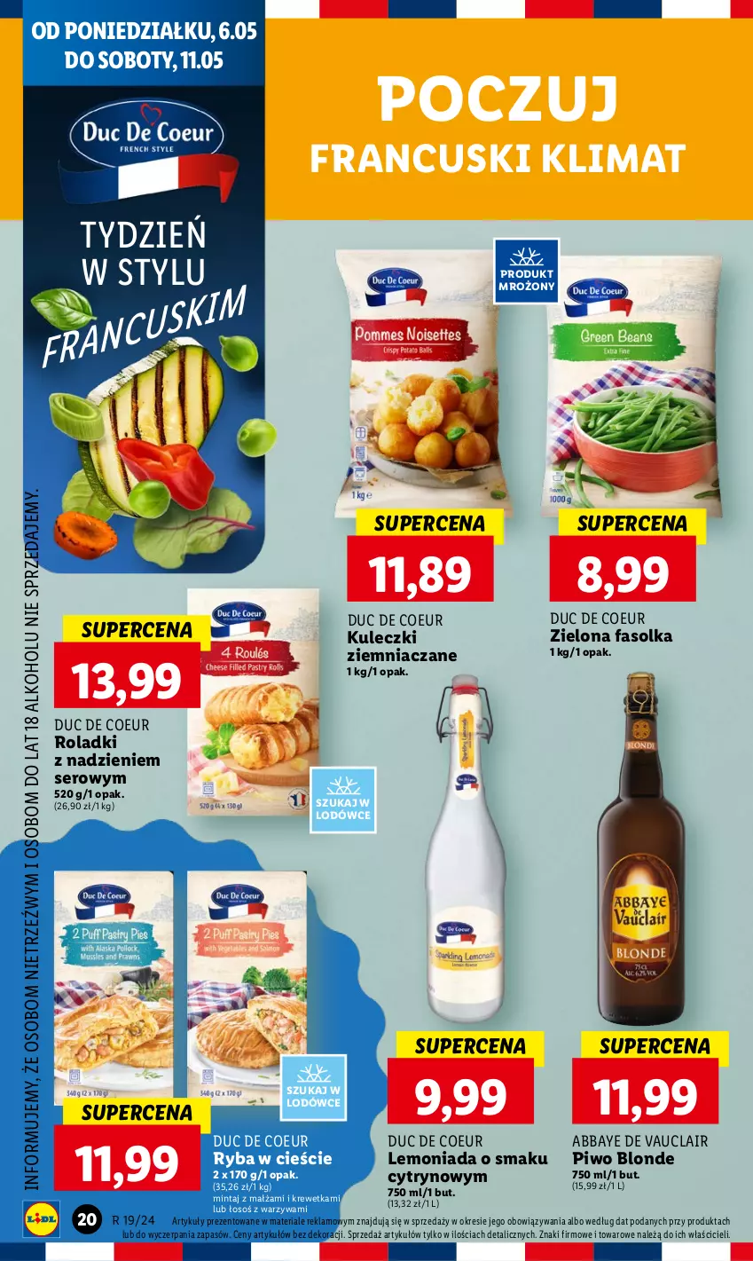 Gazetka promocyjna Lidl - GAZETKA - ważna 06.05 do 08.05.2024 - strona 26 - produkty: Fa, Lemoniada, Mintaj, Piwo, Ryba, Ser, Warzywa