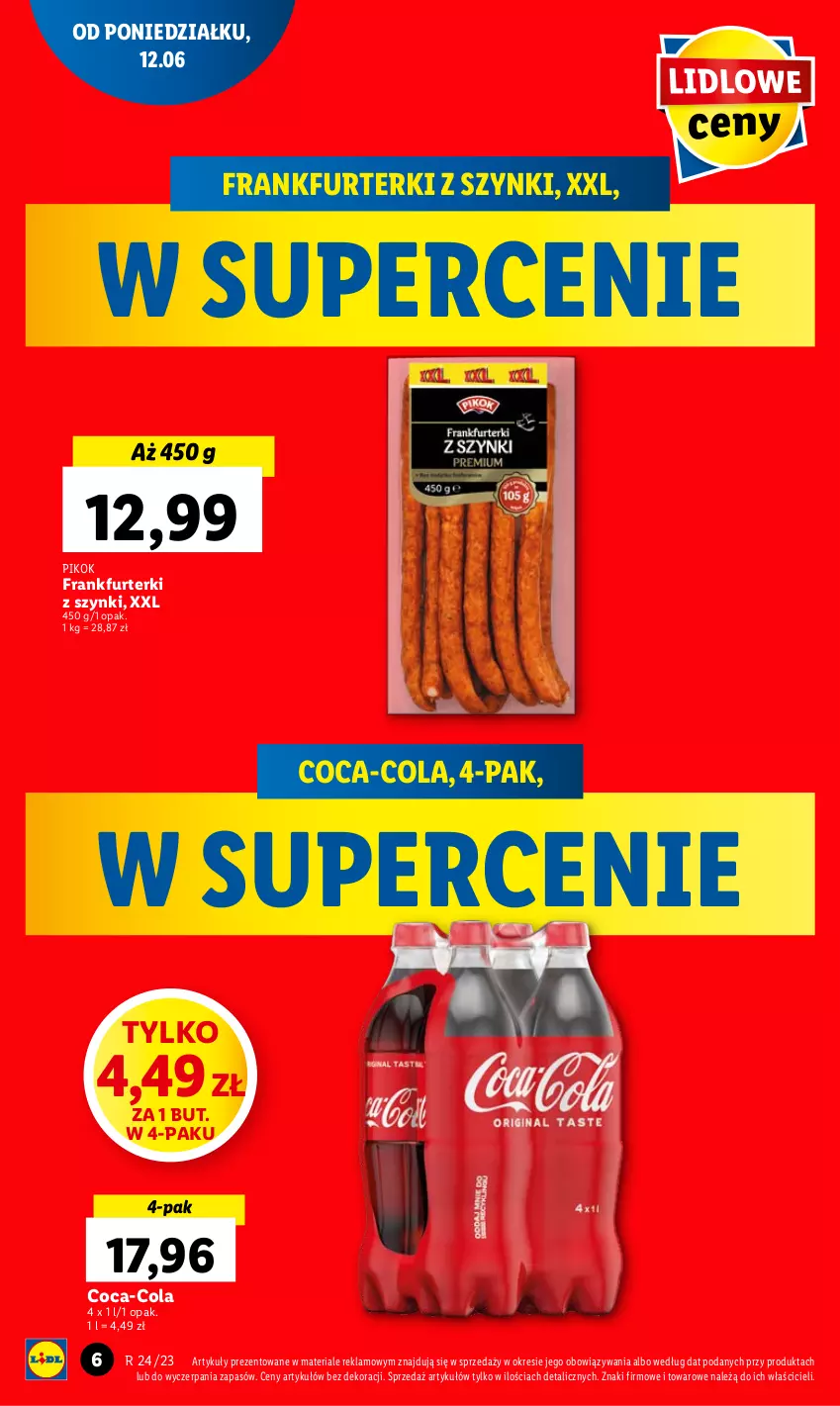 Gazetka promocyjna Lidl - GAZETKA - ważna 12.06 do 14.06.2023 - strona 10 - produkty: Coca-Cola, Frankfurterki, PIKOK