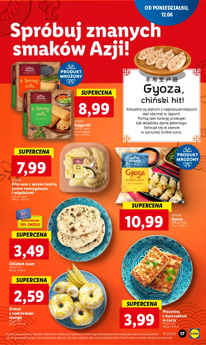 Gazetka promocyjna Lidl - GAZETKA - ważna 12.06 do 14.06.2023 - strona 19 - produkty: Chleb, Donut, Kurczak, Mango, Pizzerina, Ricotta, Sajgonki, Ser