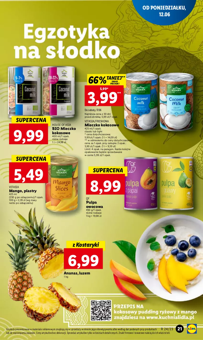 Gazetka promocyjna Lidl - GAZETKA - ważna 12.06 do 14.06.2023 - strona 23 - produkty: Ananas, House of Asia, Kokos, Mango, Mleczko, Olej