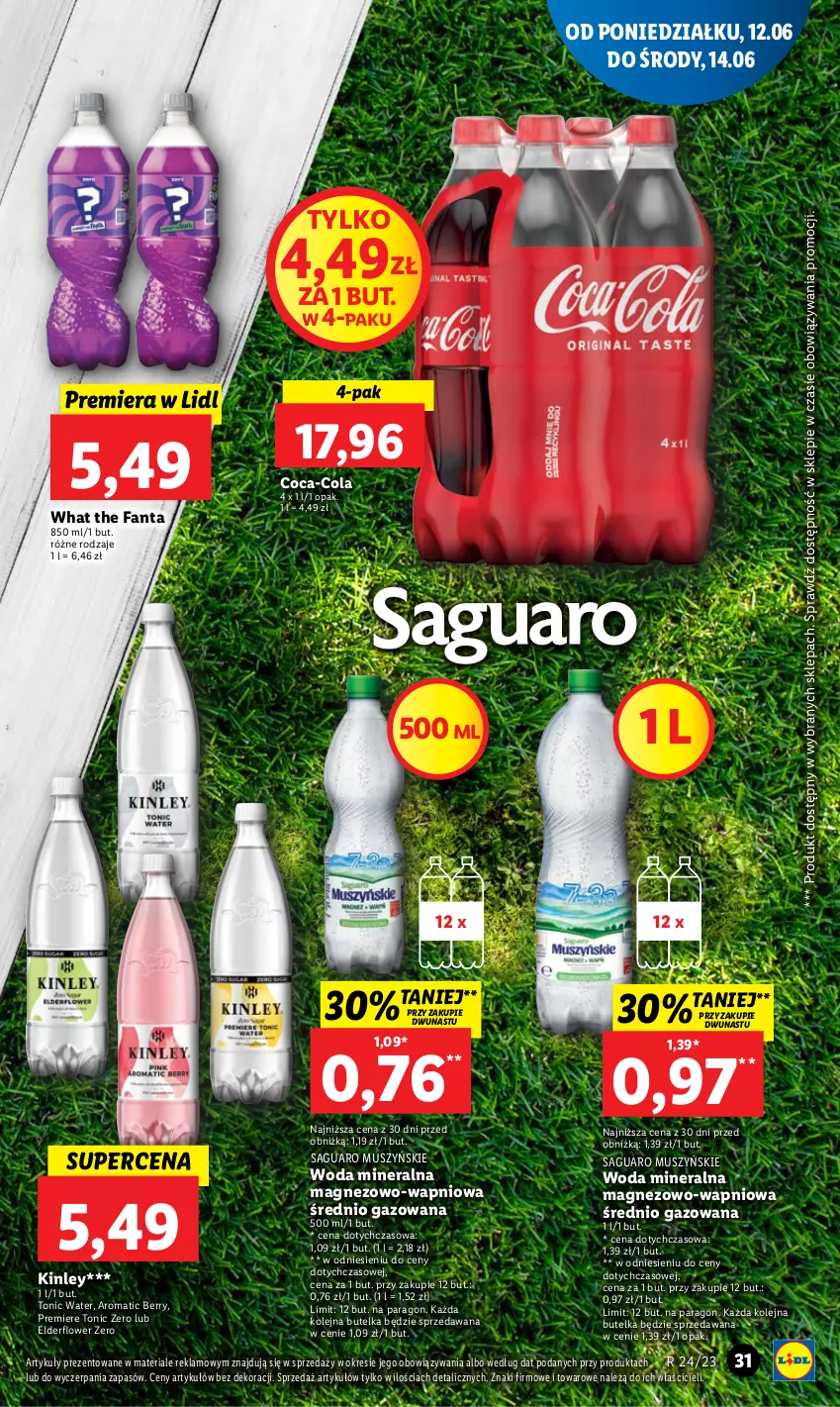 Gazetka promocyjna Lidl - GAZETKA - ważna 12.06 do 14.06.2023 - strona 33 - produkty: Coca-Cola, Fa, Fanta, Magnez, Mus, Olej, Premiere, Woda, Woda mineralna