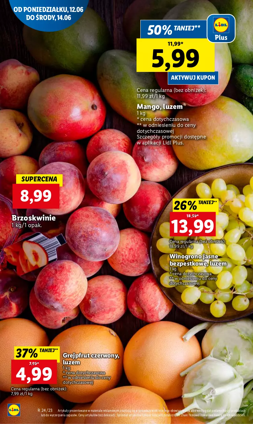 Gazetka promocyjna Lidl - GAZETKA - ważna 12.06 do 14.06.2023 - strona 4 - produkty: Brzoskwinie, Grejpfrut, Mango, Wino