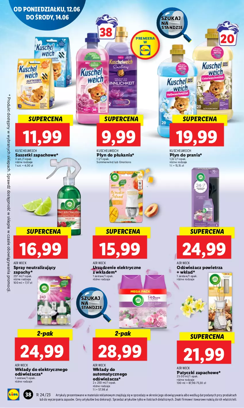 Gazetka promocyjna Lidl - GAZETKA - ważna 12.06 do 14.06.2023 - strona 40 - produkty: Air Wick, Odświeżacz powietrza, Płyn do płukania, Płyn do prania