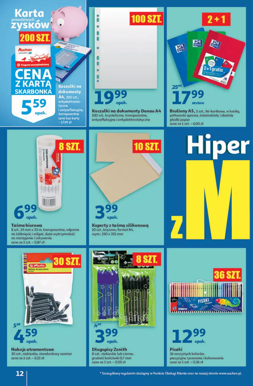 Gazetka promocyjna Auchan - Hiperoszczędzanie w wersji Maxi Paki Hipermarkety - ważna 16.09 do 22.09.2021 - strona 12 - produkty: Biuro, Długopis, Kosz, LG, Lion, Papier, Por, Tran