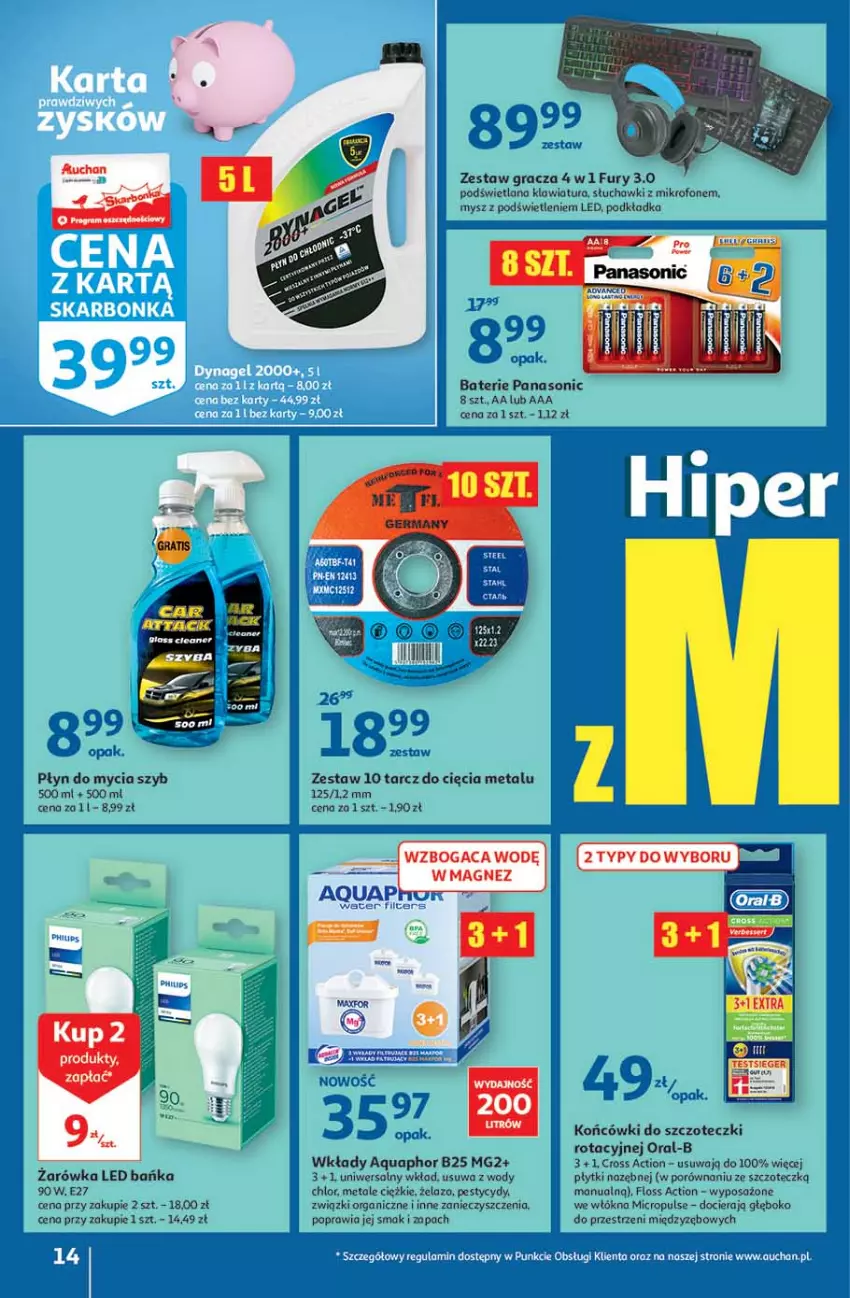 Gazetka promocyjna Auchan - Hiperoszczędzanie w wersji Maxi Paki Hipermarkety - ważna 16.09 do 22.09.2021 - strona 14 - produkty: Aquaphor, Gra, Klawiatura, Końcówki do szczoteczk, LANA, Mikrofon, Mysz, Panasonic, Płyn do mycia, Podkład, Podkładka, Por, Słuchawki