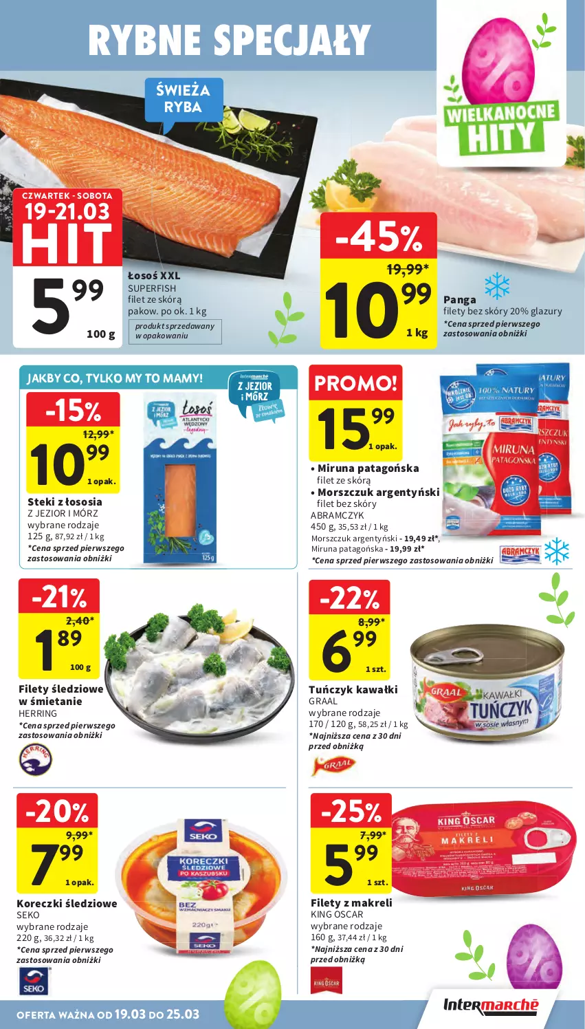 Gazetka promocyjna Intermarche - Gazetka Intermarche - ważna 19.03 do 25.03.2026 - strona 27 - produkty: Gra, Graal, Kawa, Koreczki śledziowe, Lazur, Miruna, Panga, Ryba, SEKO, Sos, Stek, Tago, Tuńczyk
