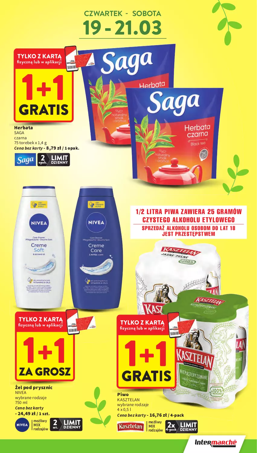 Gazetka promocyjna Intermarche - Gazetka Intermarche - ważna 19.03 do 25.03.2026 - strona 3 - produkty: Gra, Herbata, Kasztelan, Nivea, Piwa, Piwo, Saga