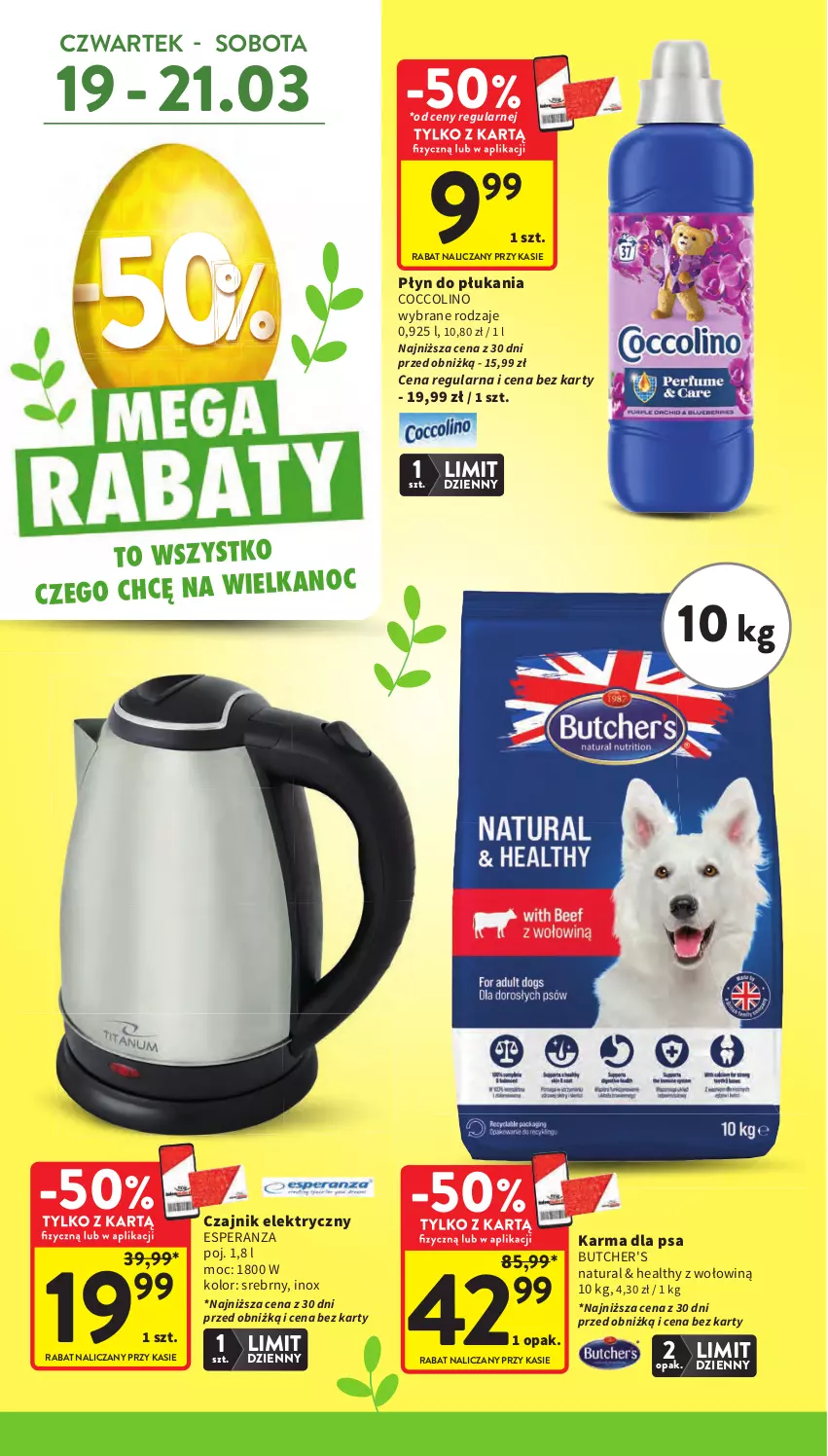 Gazetka promocyjna Intermarche - Gazetka Intermarche - ważna 19.03 do 25.03.2026 - strona 4 - produkty: Butcher's, Coccolino, Czajnik, Czajnik elektryczny, Płyn do płukania