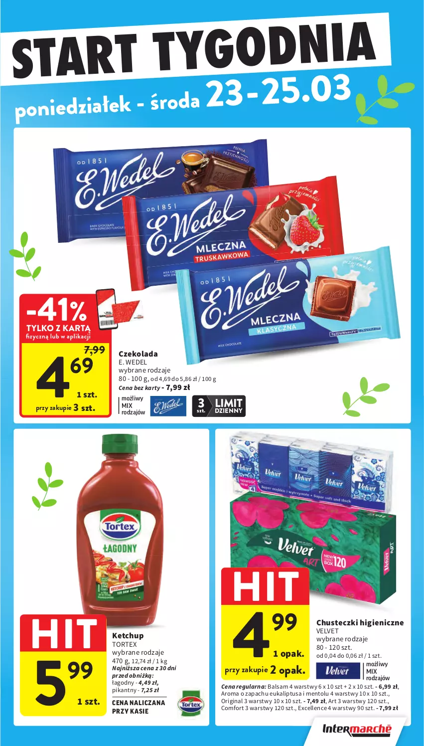 Gazetka promocyjna Intermarche - Gazetka Intermarche - ważna 19.03 do 25.03.2026 - strona 47 - produkty: Chusteczki, Czekolada, E. Wedel, Gin, Ketchup, Velvet
