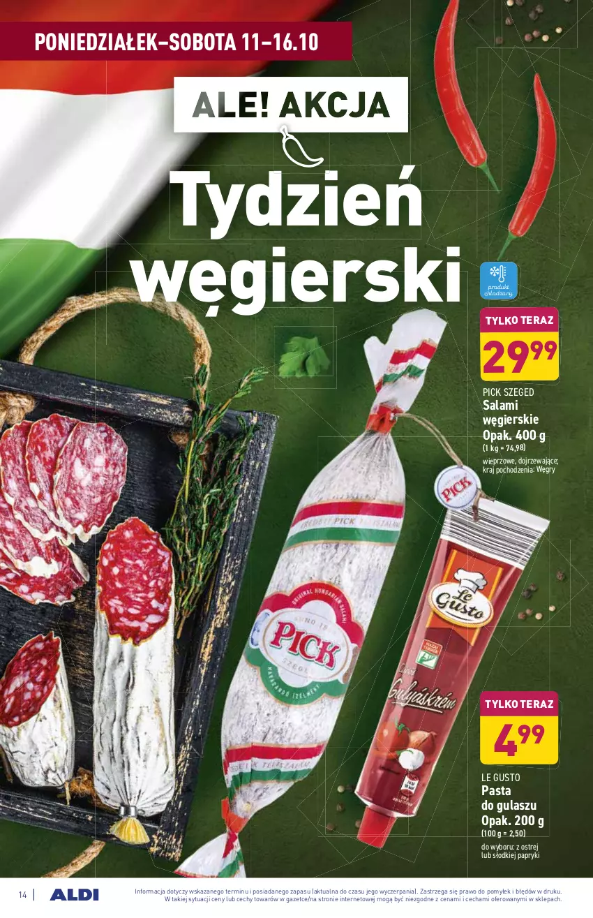 Gazetka promocyjna Aldi - ważna 11.10 do 16.10.2021 - strona 14 - produkty: Gry, Salami, Tera