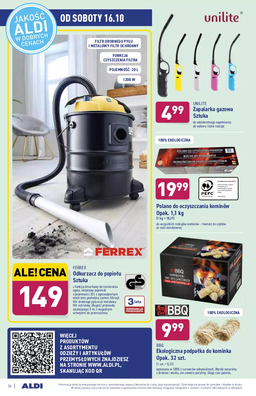 Gazetka promocyjna Aldi - ważna 11.10 do 16.10.2021 - strona 34 - produkty: Inka, Odkurzacz, Odkurzacz do popiołu, Pojemnik, Por, Zapalarka