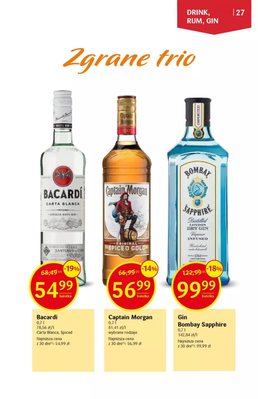 Gazetka promocyjna Delikatesy Centrum - DeliBarek DC33/34 - ważna 24.08 do 06.09.2023 - strona 27 - produkty: Bacardi, Captain Morgan, Gin, Gra, Por, Rum