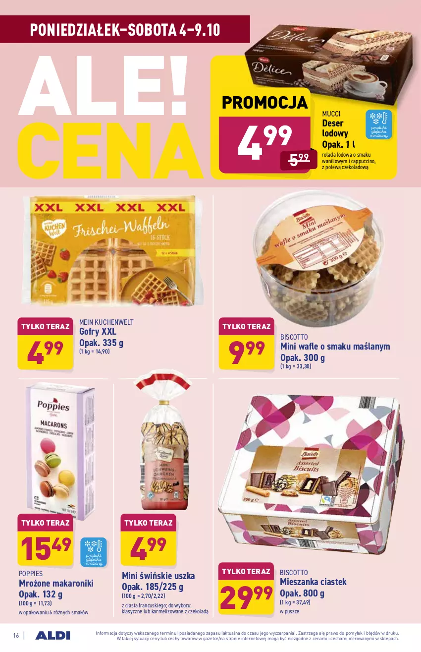 Gazetka promocyjna Aldi - SUPER SMACZNE OKAZJE - ważna 04.10 do 09.10.2021 - strona 16 - produkty: Cappuccino, Deser, Gofry, Makaron, Rolada, Ser, Stek, Tera, Wafle