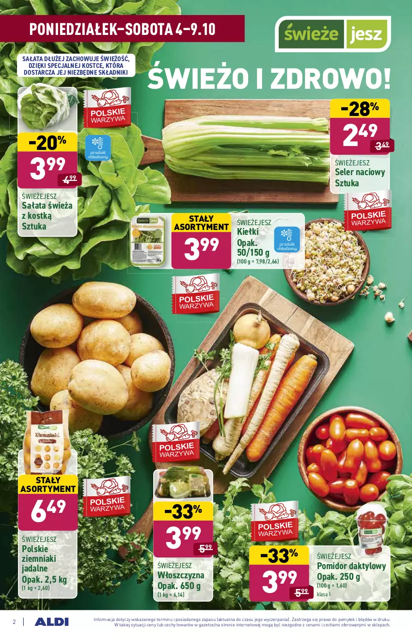 Gazetka promocyjna Aldi - SUPER SMACZNE OKAZJE - ważna 04.10 do 09.10.2021 - strona 2 - produkty: Kiełki, Sałat, Seler naciowy, Ziemniaki