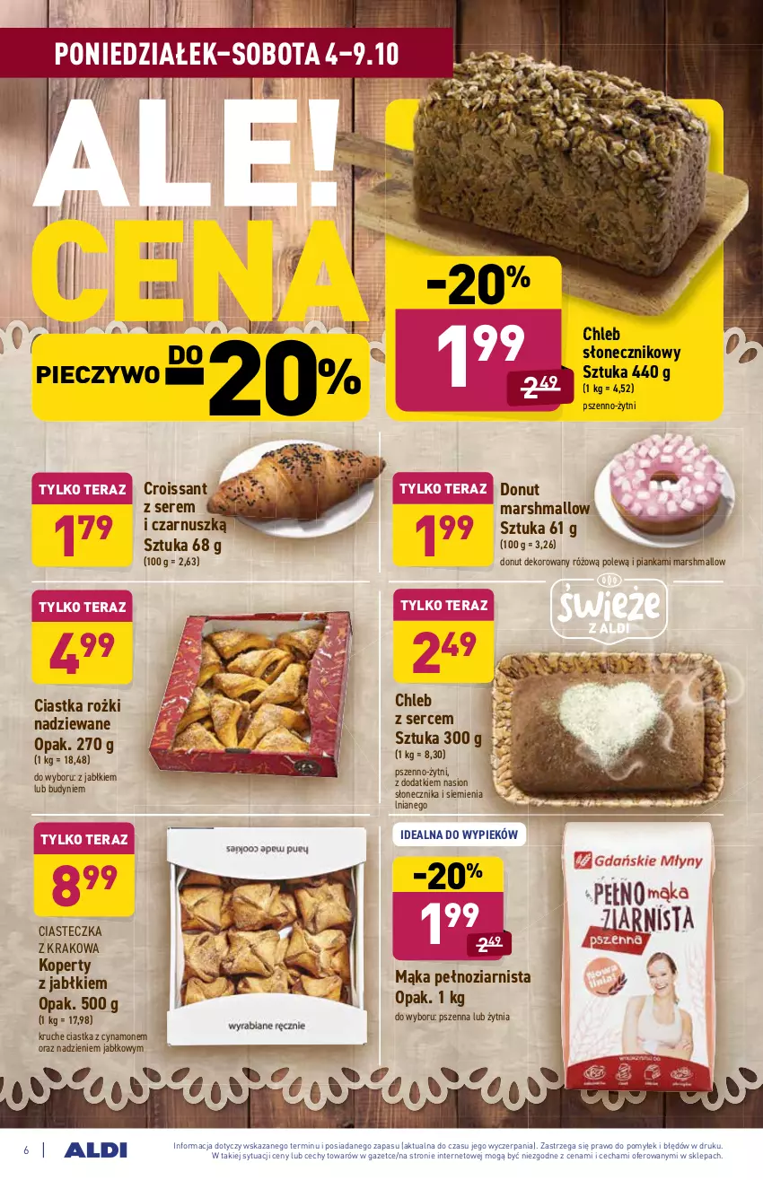 Gazetka promocyjna Aldi - SUPER SMACZNE OKAZJE - ważna 04.10 do 09.10.2021 - strona 6 - produkty: Chleb, Ciastka, Croissant, Donut, Mąka, Mars, Piec, Pieczywo, Ser, Tera