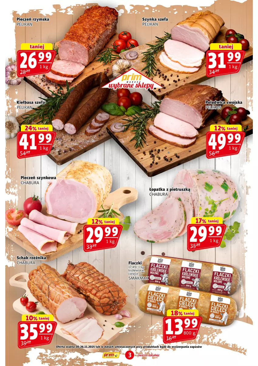 Gazetka promocyjna Prim Market - ważna 20.11 do 26.11.2025 - strona 3 - produkty: Fa, Kiełbasa, Piec, Pieczeń rzymska, Szynka