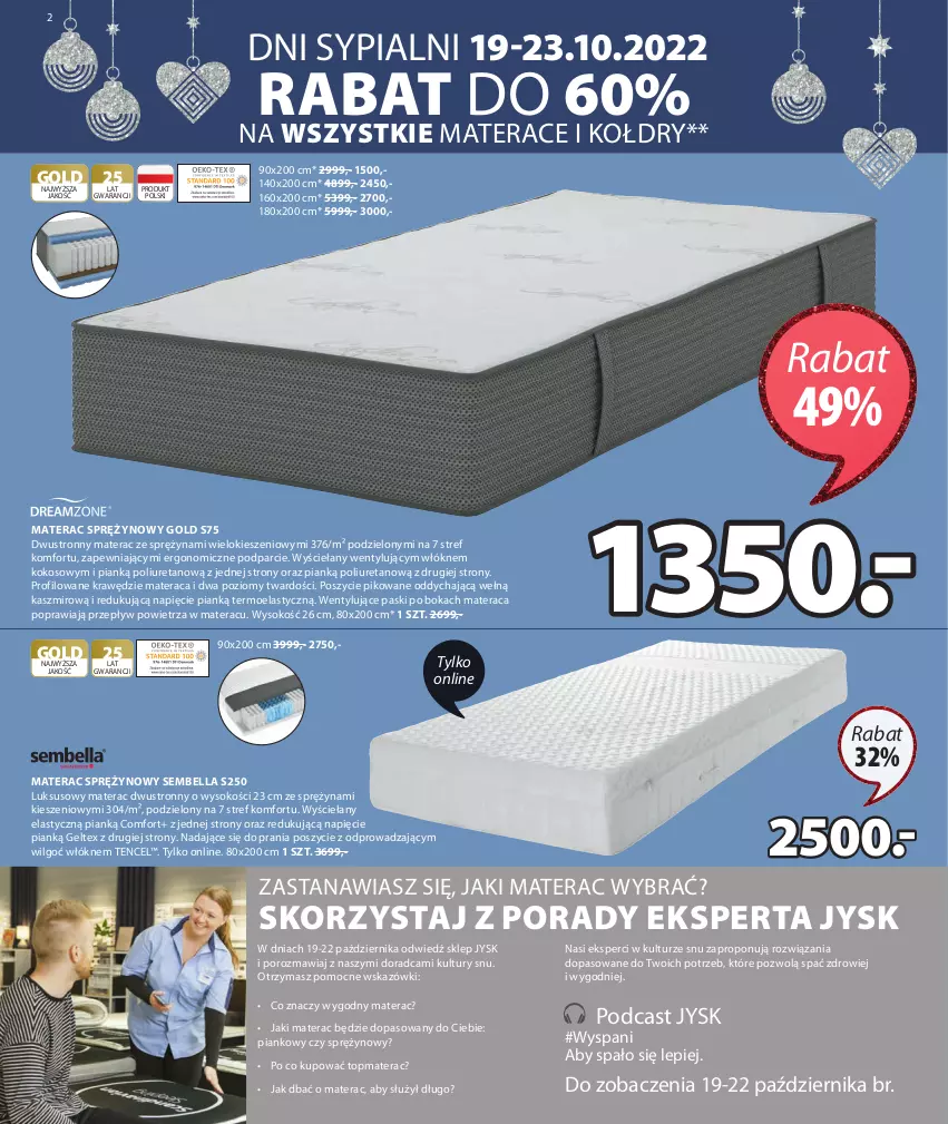 Gazetka promocyjna Jysk - Oferta tygodnia - ważna 19.10 do 27.11.2022 - strona 3 - produkty: Bell, Bella, Kokos, LG, Materac, Materac sprężynowy, Por, Sok, Tera, Top, Zdrowie