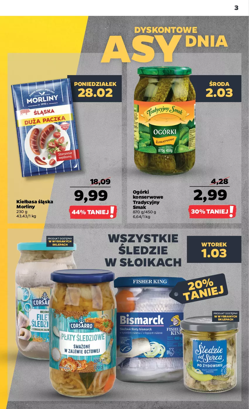 Gazetka promocyjna Netto - Gazetka spożywcza - ważna 28.02 do 05.03.2022 - strona 3 - produkty: Kiełbasa, Kiełbasa śląska, Morliny, Ogórki konserwowe, Ser