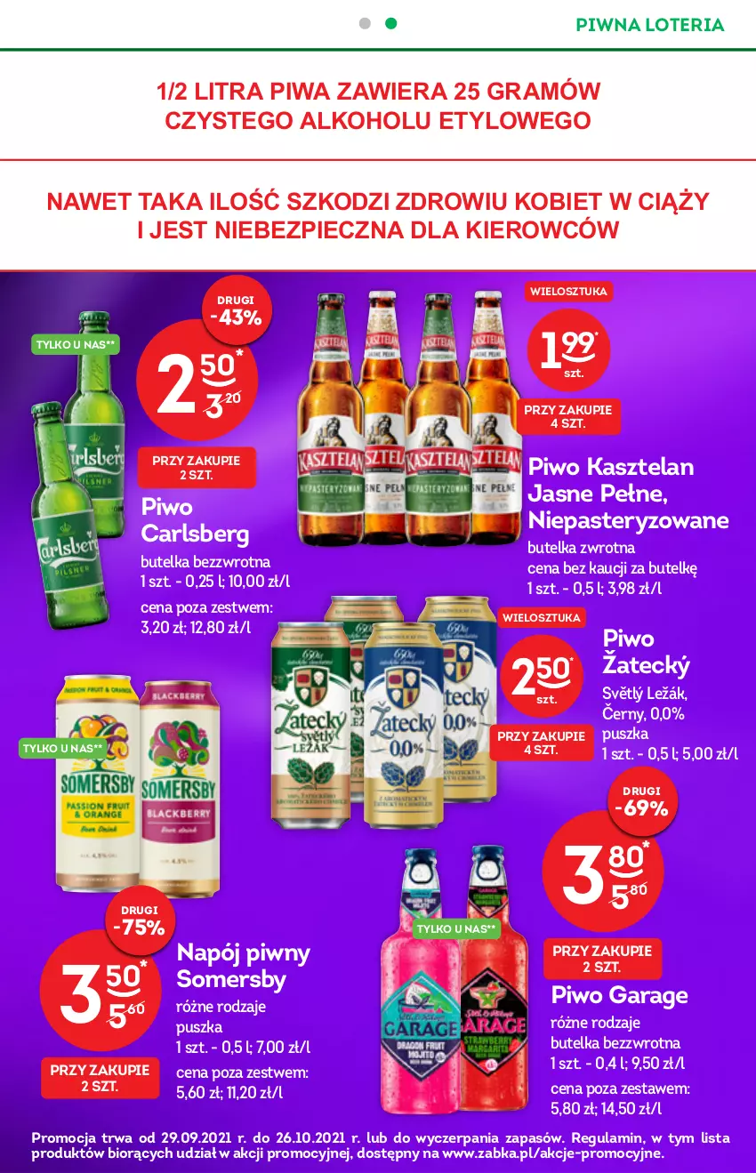 Gazetka promocyjna Żabka - ważna 13.10 do 31.10.2021 - strona 5 - produkty: Carlsberg, Gra, Kasztelan, Napój, O nas, Piec, Piwa, Piwo, Somersby