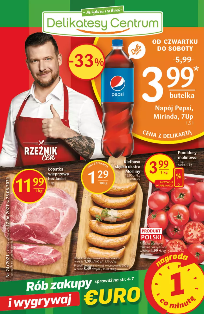 Gazetka promocyjna Delikatesy Centrum - Gazetka Delikatesy Centrum - ważna 17.06 do 23.06.2021 - strona 1 - produkty: 7up, Gry, Mirinda, Napój, Pepsi, Rum