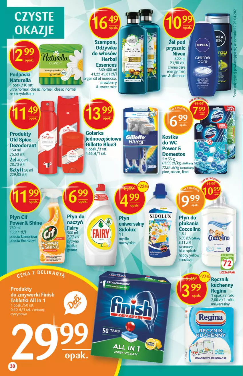 Gazetka promocyjna Delikatesy Centrum - Gazetka Delikatesy Centrum - ważna 17.06 do 23.06.2021 - strona 30 - produkty: Dezodorant, Domestos, Gillette, Gin, Golarka, Nivea, Odżywka, Old Spice, Podpaski, Ręcznik, Rolki, Sidolux, Szampon