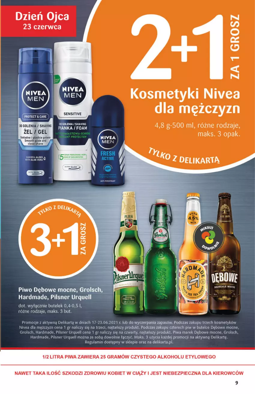 Gazetka promocyjna Delikatesy Centrum - Gazetka Delikatesy Centrum - ważna 17.06 do 23.06.2021 - strona 9 - produkty: Aloe vera, Gra, Nivea, Piec, Pilsner Urquell, Piwa, Piwo