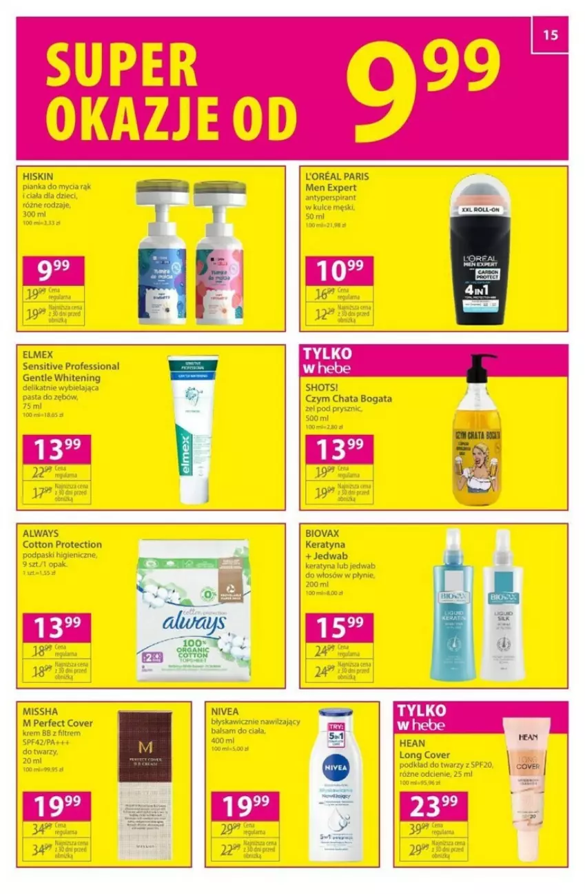 Gazetka promocyjna Hebe - ważna 24.08 do 06.09.2023 - strona 7 - produkty: Always, Antyperspirant, Balsam do ciała, Biovax, Dzieci, Elmex, Krem bb, MISSHA, Nawilżający balsam, Nivea, Pasta do zębów, Podkład, Podkład do twarzy, Podpaski, Top