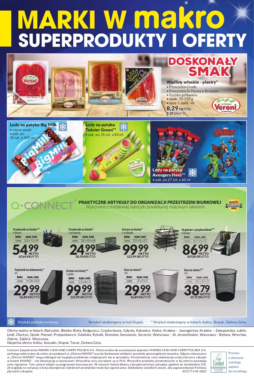 Gazetka promocyjna Makro - [Oferta specjalna] Marki w MAKRO - ważna 19.08 do 05.09.2022 - strona 8 - produkty: Avengers, Big Milk, Bresaola, Gra, Kosz, Lody, Organizer, Papier, Piec, Prosciutto, Rum, Sos, Szal, Szynka